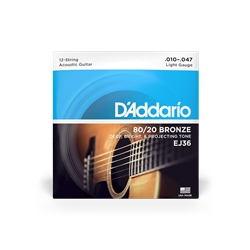 EJ36 80/20 Bronze 12 String Accoustic Guitar Strings