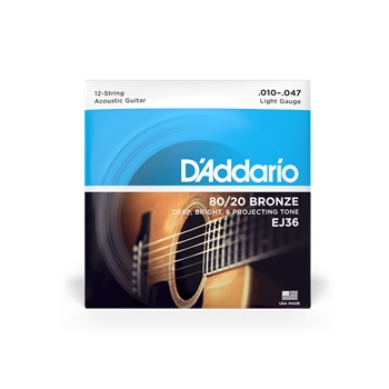 EJ36 80/20 Bronze 12 String Accoustic Guitar Strings